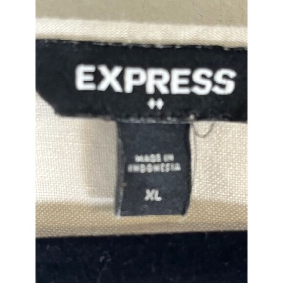 Neutral Linen Puff Sleeve Top Beige XL Boho Classic Chic Minimalist Preppy Y2K - Picture 4 of 9